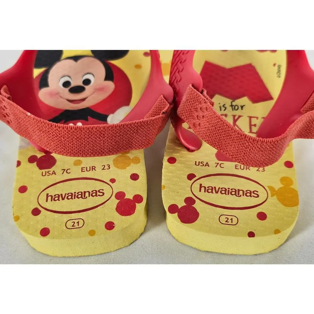 HAVAIANAS X DISNEY BABY MICKEY TODDLER YELLOW/RED FLIP-FLOP SANDALS - SIZE 7C
